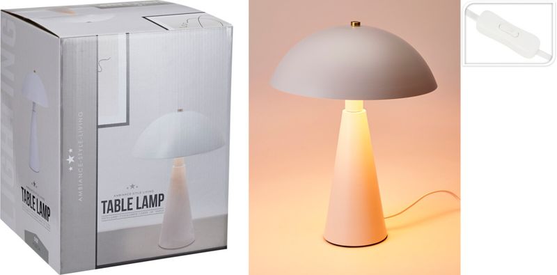 Bordlampe i off-white metall