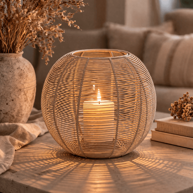 Hovedbilde Lykt, Wire – Beige