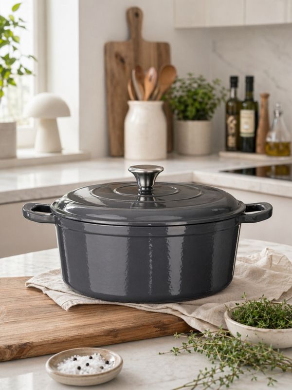 Støpejernsgryte med lokk - 28 cm