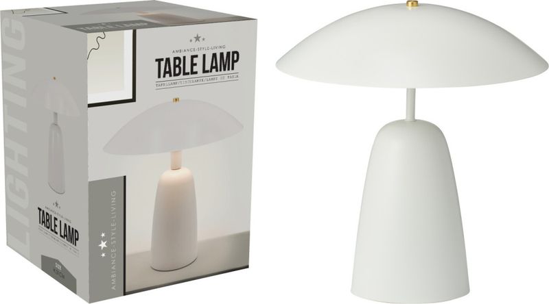 Stor bordlampe i off-white metall