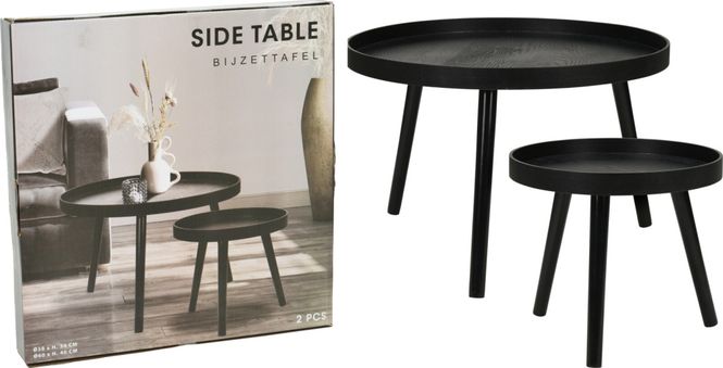Hovedbilde Runde sidebord – sett med 2, Sort